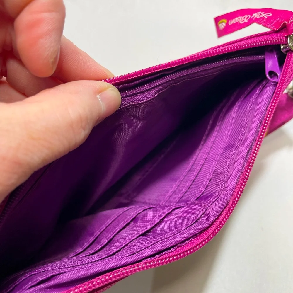 Lily Bloom magenta school Prep owl graphic fabric wristlet wallet